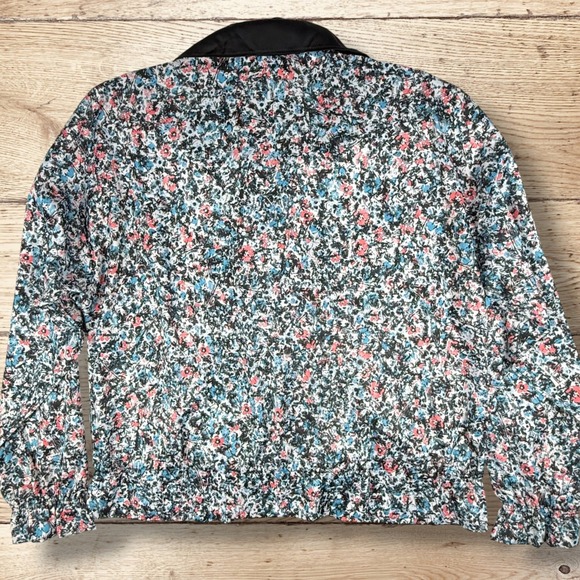 ADIDAS Womens Trefoil Floral Track Jacket‎ Full Zip Size M Black White Pink Blue - Picture 8 of 11